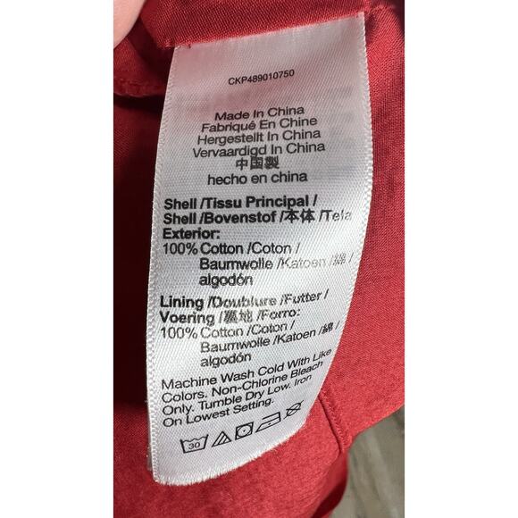 MADEWELL Womens 6 Red Floral Adjustable Straps Square Neck Smock Back MIDI Dress - Picture 10 of 11